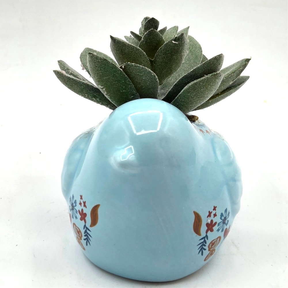 Ceramic HP Blue Bird Succulent Herb Planter Window Sill Kitchy Cottagecore - Picture 2 of 7